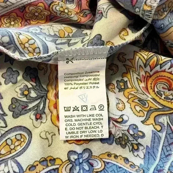 SHEIN VCAY Paisley Print Lune batwing sleeve Dress elastic waist size Large - Picture 7 of 9